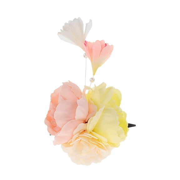 WEUVEB Peony Flower Hair Clip Traditional Kimono Hair Accessory Yellow 1Pcs