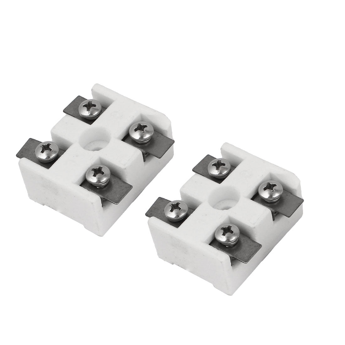 High Temperature 5 Holes Ceramic Terminal Block White 30A 2 Pcs
