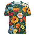 thumbnail image 5 of Nostalgic Vintage Floral Women's Short Sleeve Tops Casual Blouses T Shirt, 5 of 6