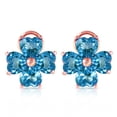 thumbnail image 2 of Galaxy Gold 7.6 Carat 14k Solid Rose Gold French Clip Earrings with Natural Blue Topaz, 2 of 3
