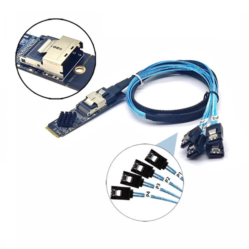 2X M.2 NVME to Mini SAS SFF-8087 Expansion Card Support 4 Port SATA3.0 6Gbps HDD SSD SATA Controller SFF8087 to M2 NVME