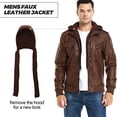 thumbnail image 2 of Motorcycle Jacket for Men Casual Faux Leather Bomber Jacket with Removable Hood, 2 of 7
