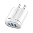 thumbnail image 4 of Enchufe de EE. UU. Cargador USB de 3 puertos QC3.0 Adaptador de carga rápida para teléfono de pared (Blanco) Ehuebsd Para estrenar, 4 of 6