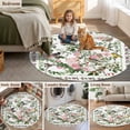 thumbnail image 5 of Pink Spring Floral Round Area Rug 5Ft Washable Circle Rugs for Living Room Bedroom, Elegant Pastoral Flowers Birds Watercolor Non-Slip Carpet Floor Mats Indoor Outdoor Carpet Runner Home Decor, 5 of 8
