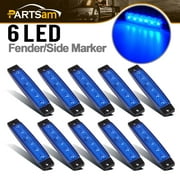 Partsam Thin Line 3.8" 6 LED Blue Side Led Trailer Marker Lights Sealed