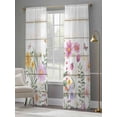 thumbnail image 5 of Sheer Curtain Panels Flowers Butterfly Rod Pocket Voile Window Curtains Floral Wood Window Treatments Ligh Filtering Privacy Curtain Drapes for Bedroom Living Room 2 Panel Set 96 Inch Length,, 5 of 9