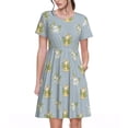 thumbnail image 1 of Easygdp Baby Elephant Giraffe para Vestido Transpirable de Mujer, Vestido Suelto de Manga Corta con Pliegues y Bolsillos para el Verano, 1 of 6