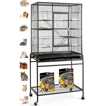 54" LARGE Deluxe 3-Level Small Animal Critter House Habitat Cage With Narrow 1/2-inch Wire Spacing for Guinea Pig Ferret Chinchilla Sugar Glider Rats Mice Hamster Hedgehog Gerbil