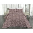 thumbnail image 2 of Ambesonne Romantic Flowers Quilted Coverlet 3 Pcs, Nude Colors Floral, Queen Size, Pale Pink Grey Pink Rose, 2 of 4