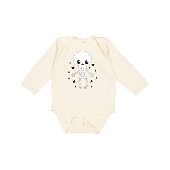 Inktastic Happy Halloween Spooky Skeleton and Stars Boys or Girls Long Sleeve Baby Bodysuit