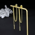 thumbnail image 5 of Solid 925 Sterling Silver Bar Dangle Earrings for Women Minimalist Dangle Earrings Threader Chain, 5 of 13