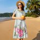 thumbnail image 4 of Disketp Vintage Wood with Floral para Vestido de Manga Corta para Mujeres, Vestidos de Verano para Mujeres, Casual y Holgado para la Playa, 4 of 6