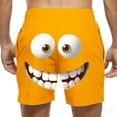 thumbnail image 4 of FAVIPT Big and Tall Men's Quick Dry Swim Trunks Funny Cartoon Face Print Swimwear Summer Beach Holiday Shorts Orange,XXXXL, 4 of 5