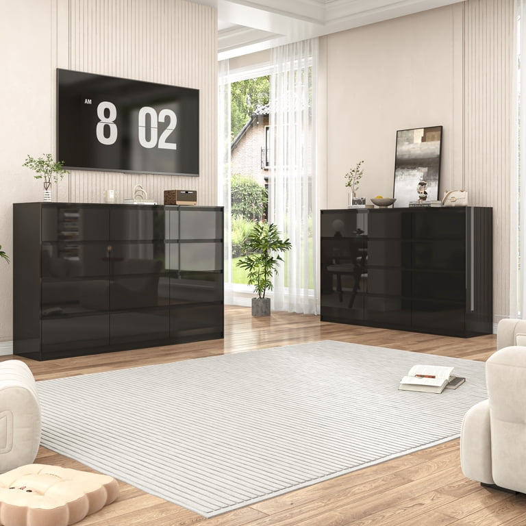 12 drawer dresser black Hommoo  Modern Long Wood Chest of Drawers for Bedroom & Living Room Storage  hommoo inspired black Aisja 12-Drawer Wood Chesser with