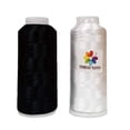 thumbnail image 1 of Enorme Hilo De Bobina De Cono De 5500 Yardas, Color Blanco, Bordado A Máquina, Marca Threadnanny (Paquete De Dos Blanco/Negro), 1 of 1