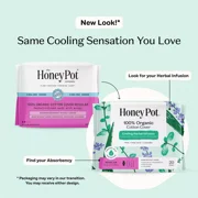 The Honey Pot Company Herbal Regular Pads with Wings, Organic Cotton Cover, 20 Ct..