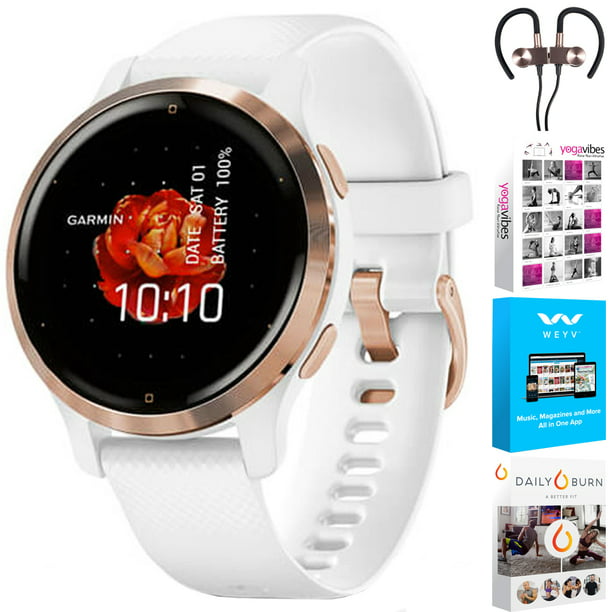 Uitputting Simuleren Nautisch Garmin 010-02429-03 Venu 2S Fitness Smartwatch - Rose Gold Bezel with White  Silicone Band Bundle With Deco Gear Magnetic Wireless Sport Earbuds + Tech  Smart USA Fitness & Wellness Suite - Walmart.com