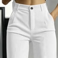 thumbnail image 7 of ZHYou No Boundarie Women's Corduroy Dress Pants Straight Leg Button High Waist Casual Soft Comfy Work Office Trousers with Pockets,White,Size XL, 7 of 7