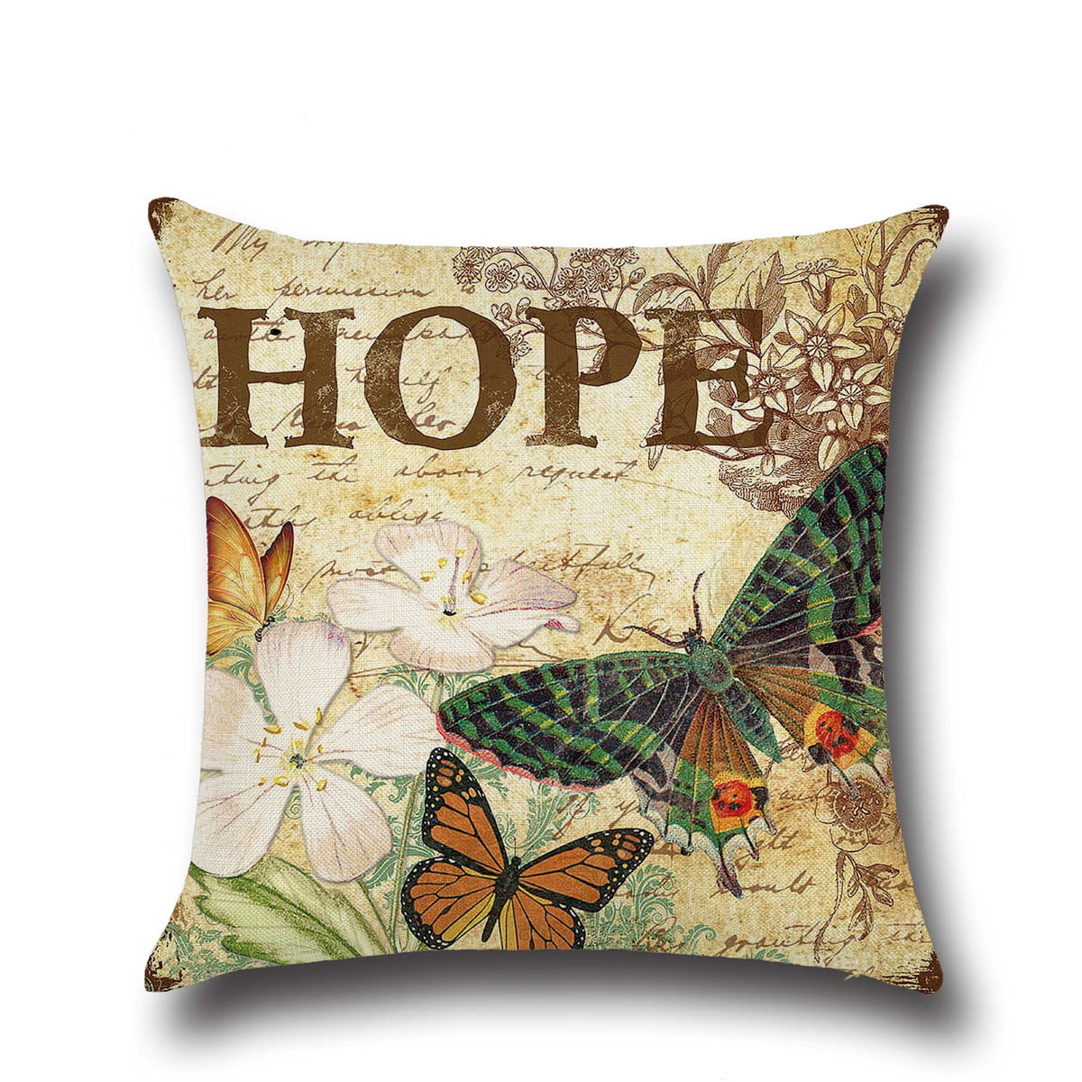 Cotton Linen 18" Butterfly Pattern Sofa Decor Throw Pillow Case Cushion Cover