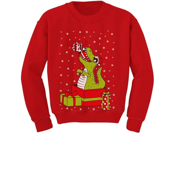 Tstars Boys Unisex Christmas Shirts Gift T Rex Christmas Gift Dinosaur Ugly Xmas Sweater Kids Family Holiday Shirts Xmas Party Christmas Gifts for Boy Toddler Kids Birthday Sweatshirt