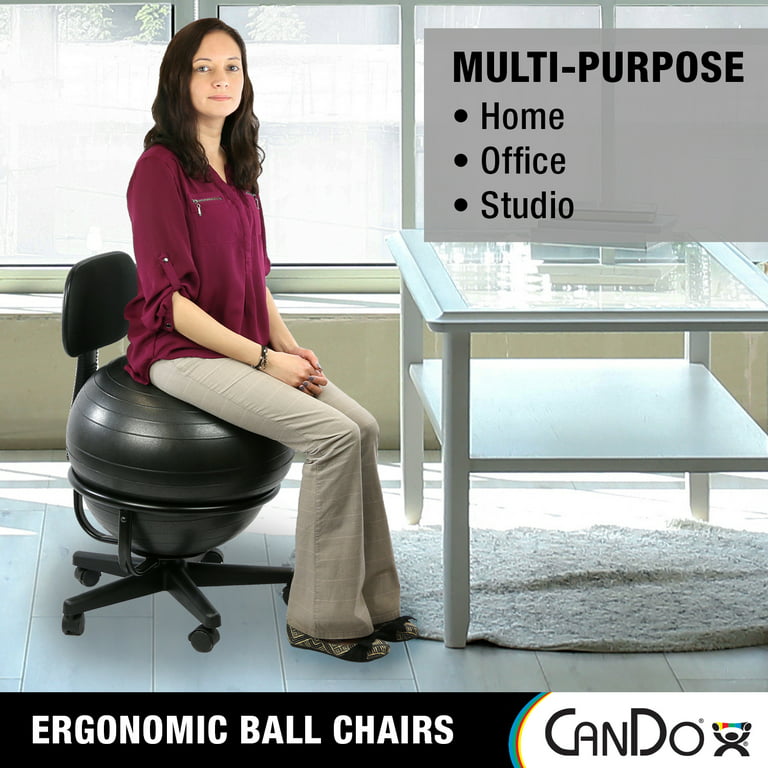 CanDo Metal Ball Chair - Inflatable Ergonomic Active Seating Exercise Ball  Chair with Air Pump for Home, Office, and Classroom