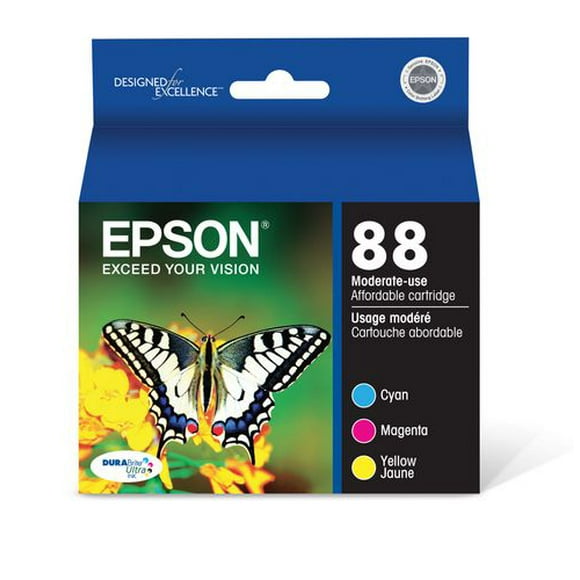 Cartouche d'encre couleur T088520 d'Epson Canada en emballage multiple - cyan, magenta et jaune