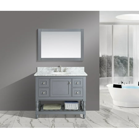 Italian White Carrara Marble - UrbanFurnishing.net - Silvia 42-Inch (42