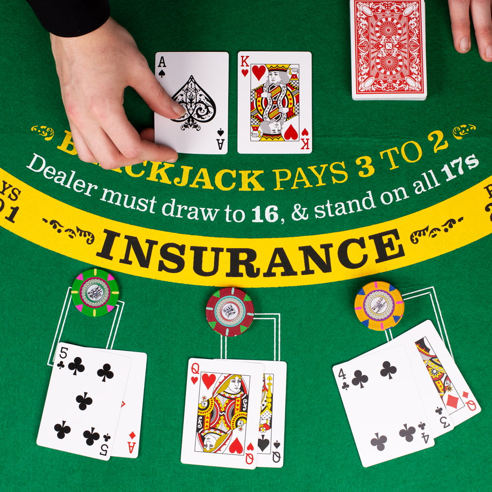 2-Sided 36"x72" Blackjack and Texas Hold'em Casino Tabletop Felt Layout Mat 
