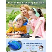 Mpow Kids Headphones with Microphone, Foldable 85/94dB Safe Volume Stereo Adjustable over Ear Headphones for Kids, Girls, Boys, Children, Share Function Wired Kids Headphones for School Tablet