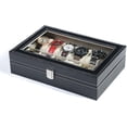 thumbnail image 3 of Caja de reloj para hombres, vitrina de reloj con 10 ranuras, organizador, almacenamiento de joyas, color negro, 3 of 3