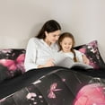 thumbnail image 5 of Castle Fairy Pink Floral Butterfly Bedding Comforter Set 2pcs for Kids Children Teens,Dreamy Princess Twin Comforter Sets Microfiber,Abstract Gradient Breathable Bedding Set,Luxury Bedroom Decor, 5 of 8