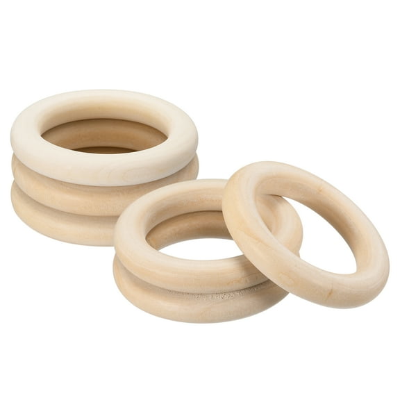 6Pack 90mm(3.5") Natural Wood Rings, 15mm Smooth Unfinished Wooden Circles