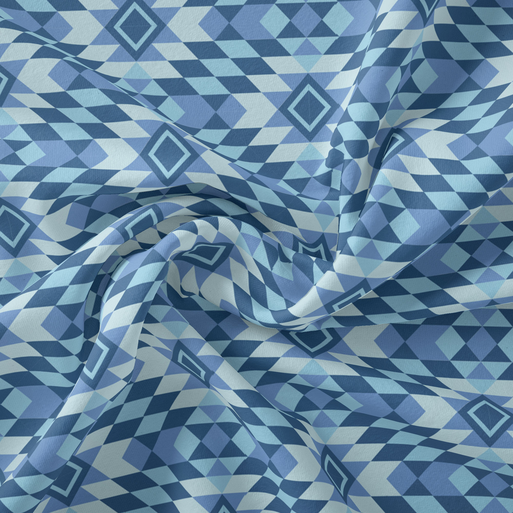 1 Yard 100% Cotton Killim Pattern, Blue, 44" Wide for Quilting & Sewing by David Textiles