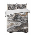 thumbnail image 2 of Black Marble Queen Size Down Alternative Comforter, Lightweight Comforter Quilt Bedding Set with Pillow Shams Retro Chic Abstract Mottled Texture Art All Seasons Bed Comforter Duvet Insert 90"x96", 2 of 7