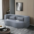 thumbnail image 6 of 2-in-1 Convertible Sofa Bed, Full Size Folding Loveseat with Soft Teddy Fabric, Space-Saving Mattress, No Assembly Required – Perfect for Small Apartments, Dorm Rooms, RVs & Gray Sofa Bed Solution, 6 of 9