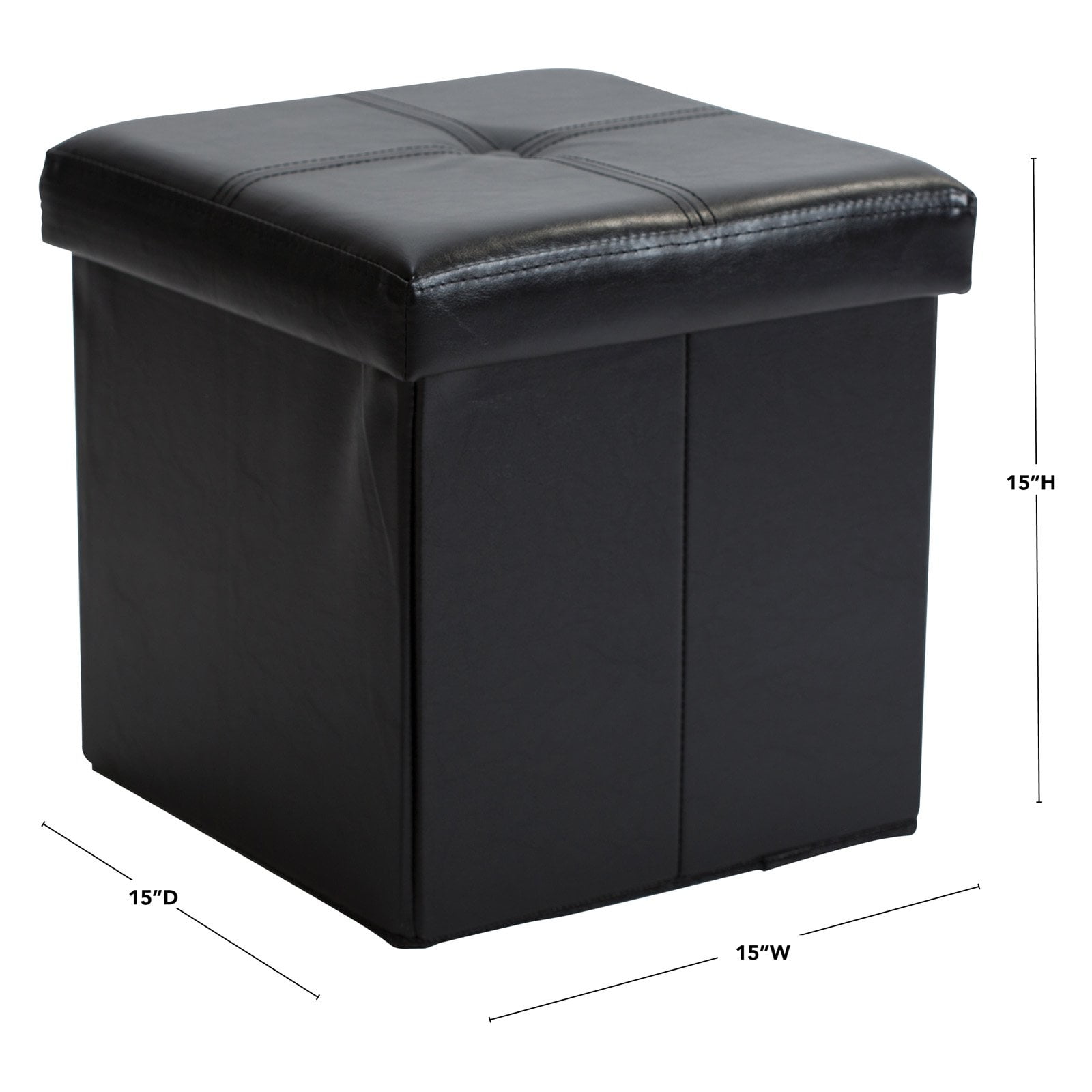 Simplify Faux Leather Folding Storage Ottoman Cube in Chocolate
