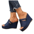 thumbnail image 6 of Rotm Womens Sandals Dressy Wedge Sandals for Women, Women's Open Toe Summer Dressy Sandals Blue,6.5, 6 of 7