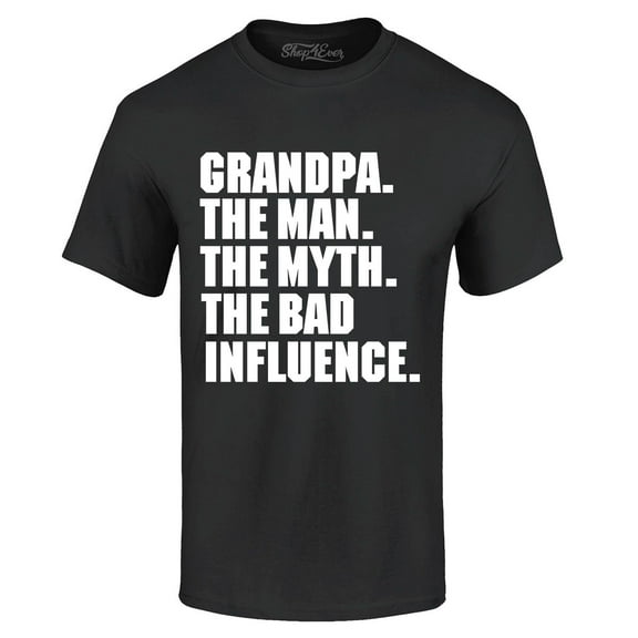 Shop4Ever Men's Grandpa The Man The Myth Graphic T-shirt Small Black