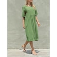thumbnail image 4 of Liacowi Women Short Sleeve Swing Sundress Summer Cotton Linen Boho Beach Flowy T Shirt Dresses with Pockets, 4 of 9