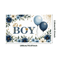 thumbnail image 3 of Floral Design Baby Shower Banner Blue Balloons Baby Announcement for Indoor Decoration Baby Party Celebration Newborn Event, 3 of 8