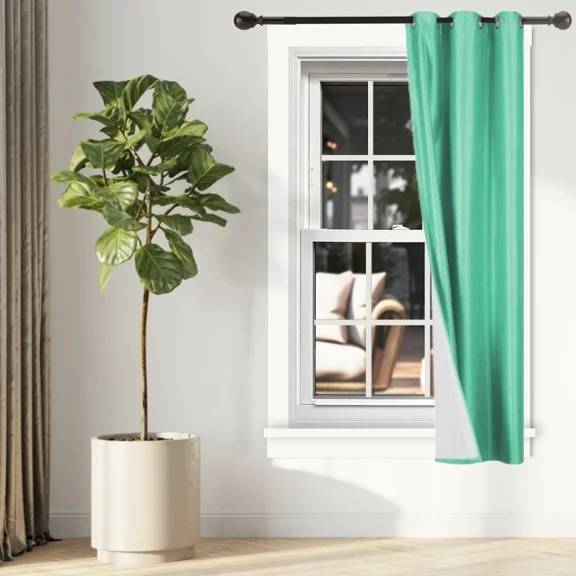 Gorgeous Home Linen 1-Piece Thermal Lined Blackout Window Curtain Silver Grommets (Green Mint, 63" Length ) K34