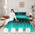 thumbnail image 3 of Manfei Geometric Plaid Twin Comforter Sets,Abstract Grid Bedding Set,Black Teal,Black Reversible,2-Piece,1 Comforter and 1 Pillowcase,2-Piece,1 Comforter and 1 Pillowcase, 3 of 7