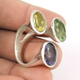thumbnail image 2 of Amethyst, Green Amethyst & Citrine Ethnic Ring, 925 Sterling Silver Fine Jewelry, Stackable Ring, Unique Multi Stone Ring, Adjustable Ring, Mothers Day&nbsp;Gifts, Best Giftable Ring (7), 2 of 5
