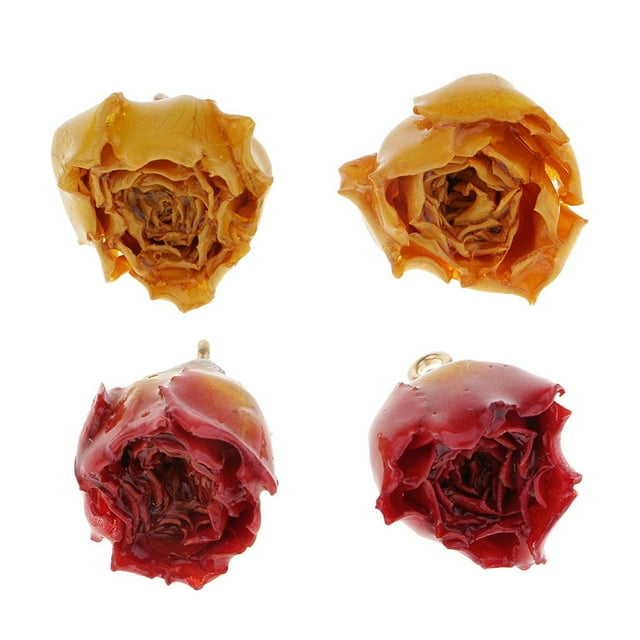 2 Pares de Resina para Mujer, Collar de Flores Rosas Secas, Hallazgos, Accesorios de Joyería perfecl Encantos de flores secas de resina