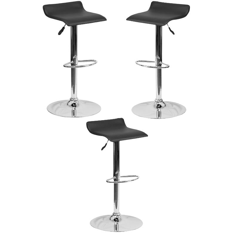 Home Square Backless Vinyl Upholstery Bar Stool in Black Set of 3