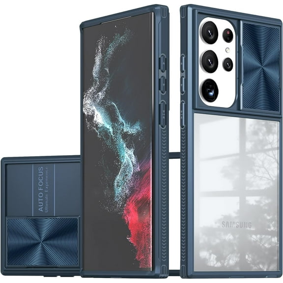 Phone Case for Samsung Galaxy S23 Ultra 5G with Cover and Camera Cover Slide Body Protection Slim Clear Bumper Cell Accessories S23ultra 23S S 23 S23ultra5g Women Men Girls Blue