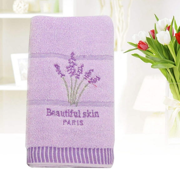 HINTRMENT Lavender Embroidered Hand Towels Set of 1 Made From Cotton Perfect for Bathroom Decor and Use