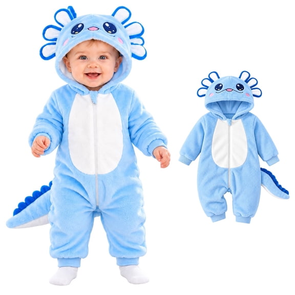 Baby Animal Outfit Cartoon Long Sleeve Romper Jumpsuit Axolotl Kids Christmas Outfits Winter Clothes Size 0-9 Months