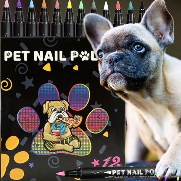 Esmalte de Uñas para Mascotas para Gatos, de Secado Rápido, Multiusos, Juego de 12 Colores, Apto para Gatos
