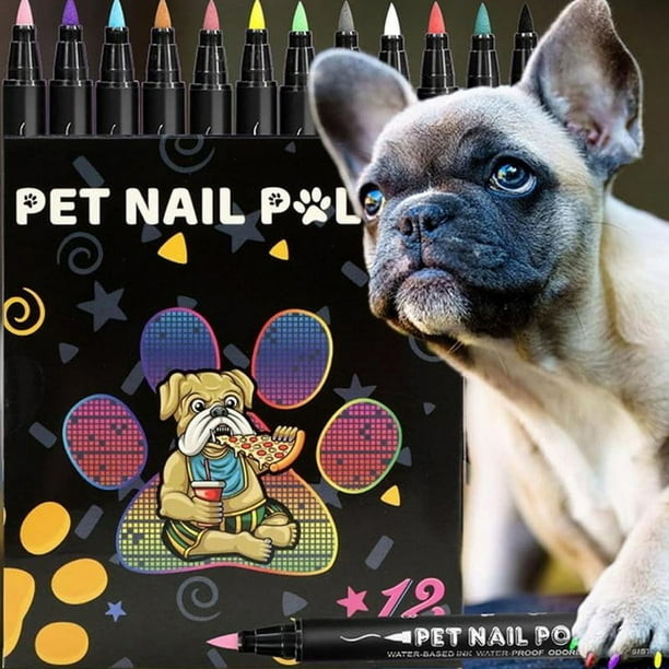 Esmalte de Uñas para Mascotas para Gatos, de Secado Rápido, Multiusos, Juego de 12 Colores, Apto para Gatos